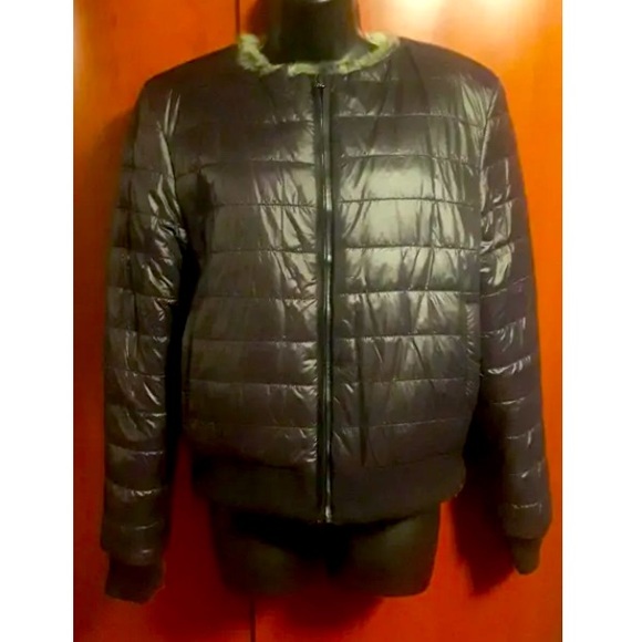 NWT Metric Knits Fur Collection Rabbit Reversible 2-in-1 Bomber Jacket  Size L - Picture 3 of 6